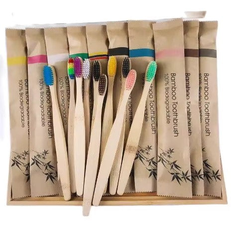 Multicolor Bamboo Toothbrush 10 pcs.